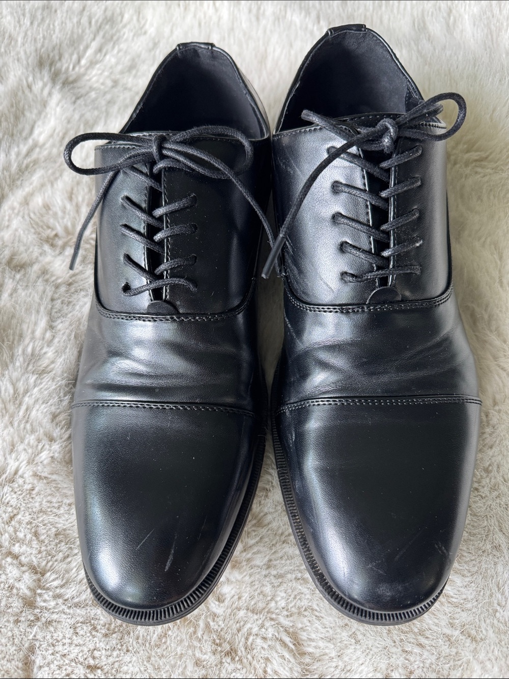 Kenneth Cole Black Cap-Toe Oxford Dress Shoes